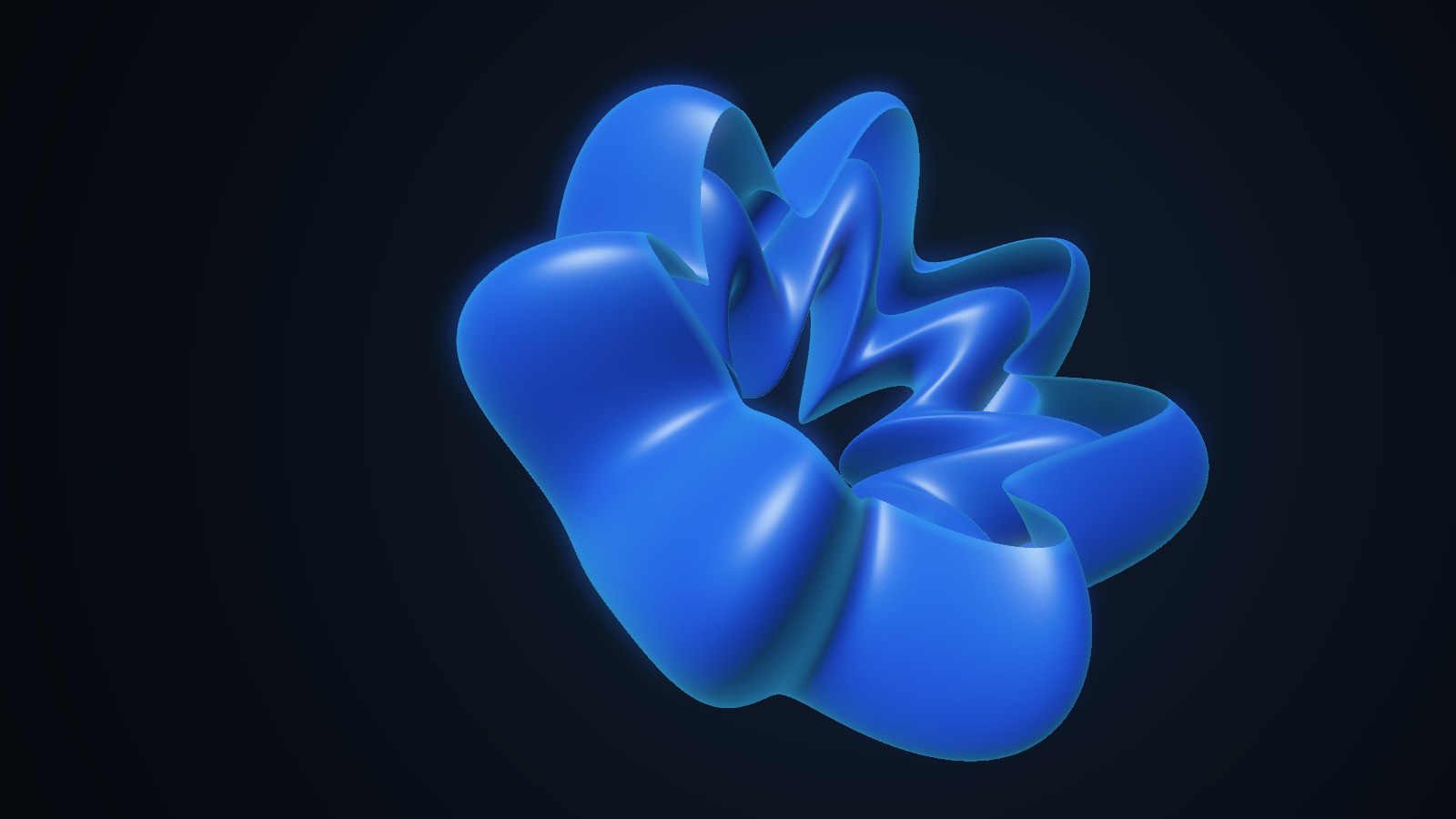 Bloom's sculpted blue folds, captured from the native renderer